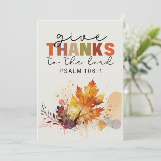 Geef Bedankt aan de Heer Thanksgiving Bijbel Flat Feestdagenkaart (Staand voorkant)