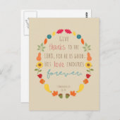 Geef bedankt aan de Here, Herfst Bijbelvers Briefk Briefkaart (Voorkant / Achterkant)