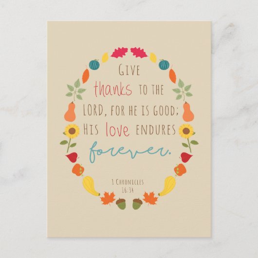 Geef bedankt aan de Here, Herfst Bijbelvers Briefk Briefkaart (Voorkant)