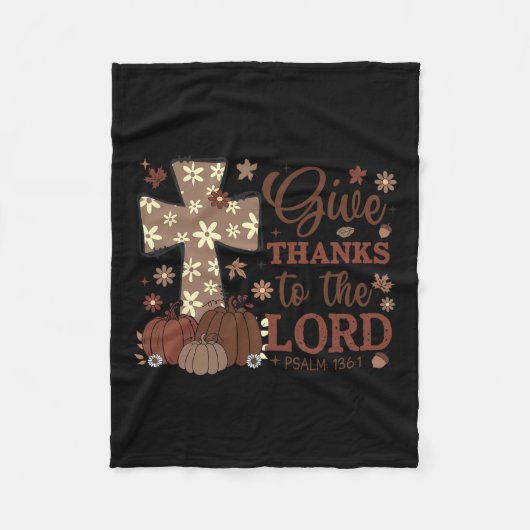 Geef Bedankt aan de Here Herfst Kruis Christelijke Fleece Deken (Voorkant)