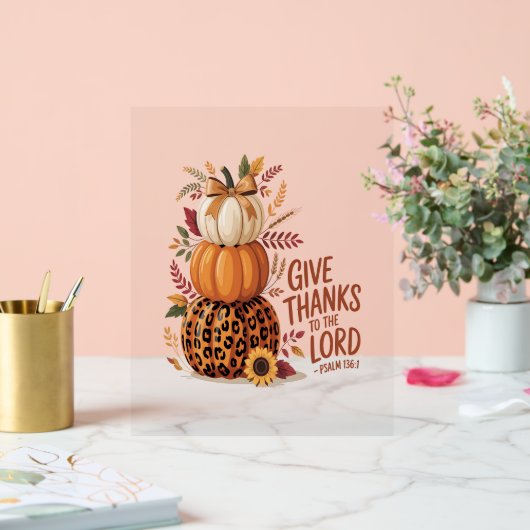 Geef Bedankt aan de Here, herfst Pompoen Acryl Bord (Huwelijk)