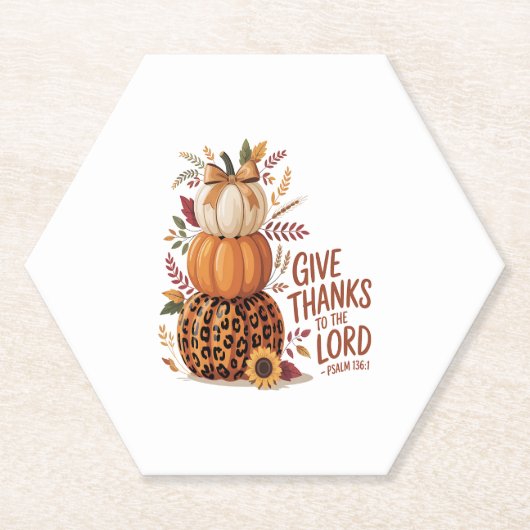 Geef Bedankt aan de Here, herfst Pompoen Kartonnen Onderzetters (Voorkant)