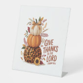 Geef Bedankt aan de Here, herfst Pompoen Reclamebord Met Voetstuk (Voorkant)