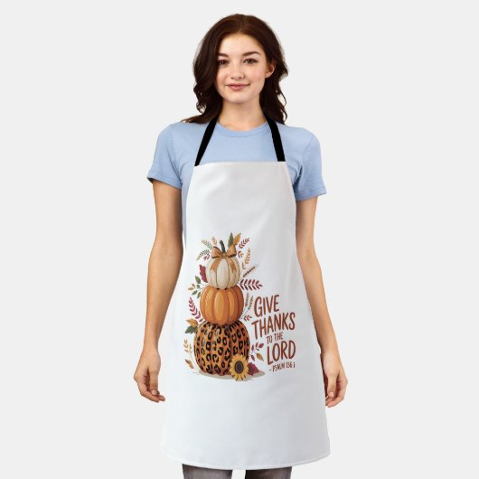 Geef Bedankt aan de Here, herfst Pompoen Schort (Gedragen)