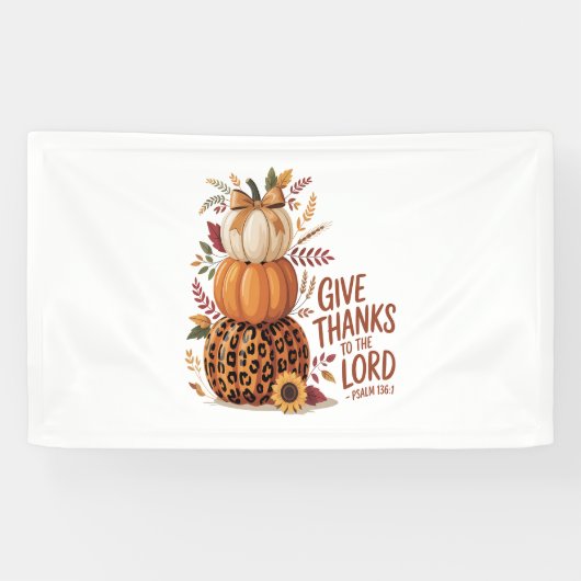 Geef Bedankt aan de Here, herfst Pompoen Spandoek (Horizontaal)