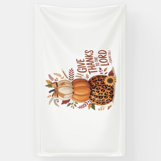 Geef Bedankt aan de Here, herfst Pompoen Spandoek (Verticaal)