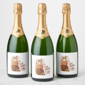 Geef Bedankt aan de Here, herfst Pompoen Sparkling Wijnetiket (Flessen)
