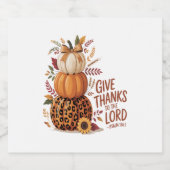 Geef Bedankt aan de Here, herfst Pompoen Sparkling Wijnetiket (Enkel label)