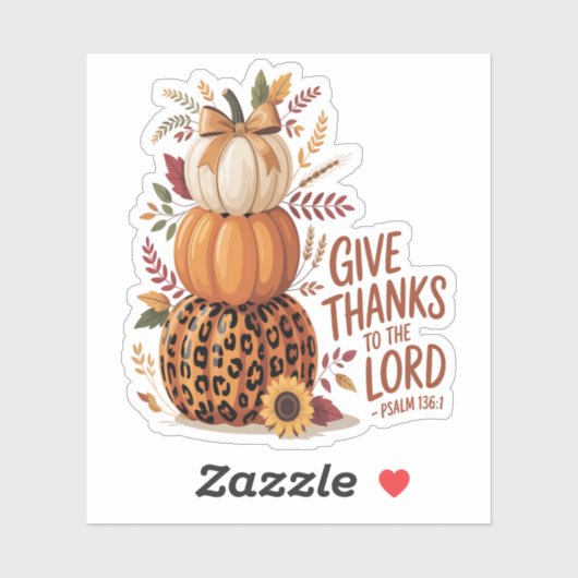 Geef Bedankt aan de Here, herfst Pompoen Sticker (Vel)