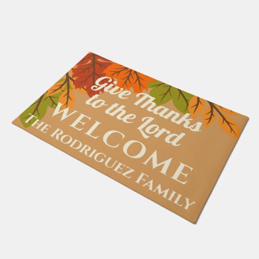 Geef Bedankt aan de Here Thanksgiving Herfst Deurmat (Schuin)