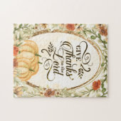 Geef Bedankt aan de Lord Autumn Flowers Pumpkins Legpuzzel (Horizontaal)