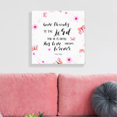Geef Bedankt aan Lord Psalm 136:1 Christelijk Canvas Afdruk (Insitu (Woonkamer))