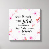 Geef Bedankt aan Lord Psalm 136:1 Christelijk Canvas Afdruk (Voorkant)