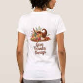 Geef Bedankt altijd Thanksgiving Cornucopia Oogst T-shirt (Achterkant)