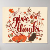 Geef Bedankt Autumn Harvest, Thanksgiving Turkije Poster (Voorkant)