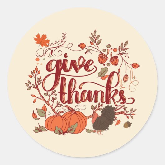 Geef Bedankt Autumn Harvest, Thanksgiving Turkije Ronde Sticker (Voorkant)