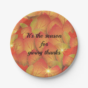 Geef Bedankt Autumn Leaves Papieren Bordje