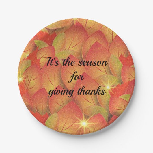 Geef Bedankt Autumn Leaves Papieren Bordje (Voorkant)