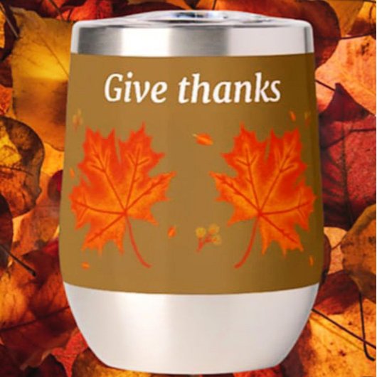 Geef Bedankt Autumn Leaves Stemless Wine Tumbler