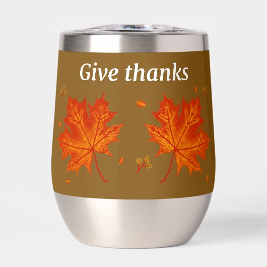 Geef Bedankt Autumn Leaves Stemless Wine Tumbler (Voorkant)