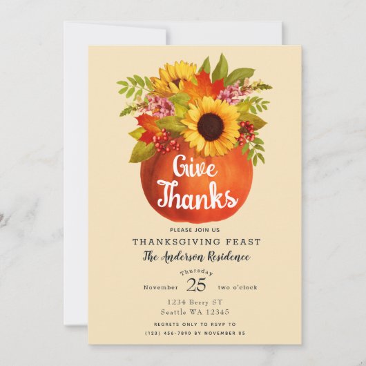 Geef Bedankt Autumn Pumpkin-Thanksgiving Kaart (Voorkant)