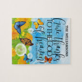  geef Bedankt Bijbel Verse Floral Familienaam Legpuzzel (Horizontaal)