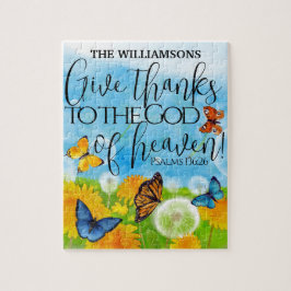  geef Bedankt Bijbel Verse Floral Familienaam Legpuzzel