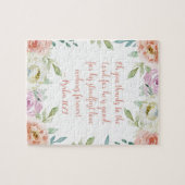 Geef Bedankt Bijbel Verse Girly Waterverf Floral Legpuzzel (Horizontaal)