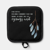 Geef Bedankt Bijbelvers Blauw Originele Waterverf Pannenlap (Voorkant)