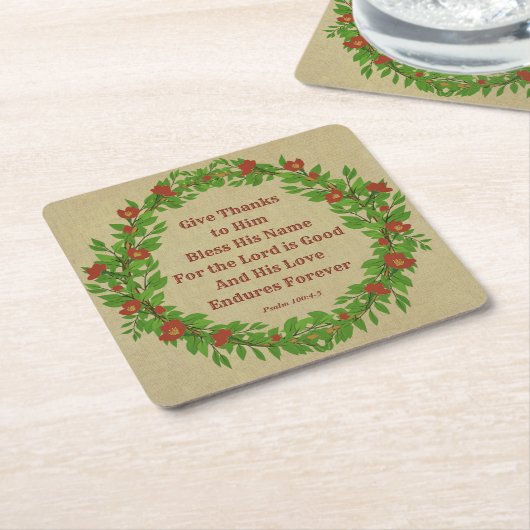 Geef Bedankt Bless Zijn naam Heer is goed - Kartonnen Onderzetters (Schuin)