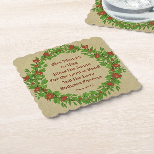 Geef Bedankt Bless Zijn naam Lord is Good Scallope Kartonnen Onderzetters (Gebogen)