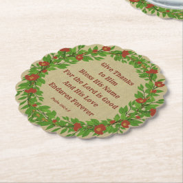 Geef Bedankt Bless Zijn naam Lord is Good Scallope Kartonnen Onderzetters