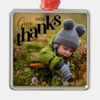 Geef Bedankt Blessings Baby Foto zwart Metalen Ornament