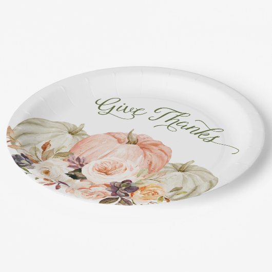 Geef Bedankt Bloemen Pompoen Papier Borden Papieren Bordje (Gekanteld)