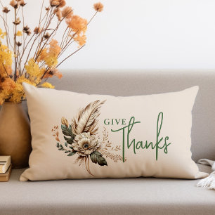 Geef Bedankt Boho Herfst Bloemen Thanksgiving Kussen
