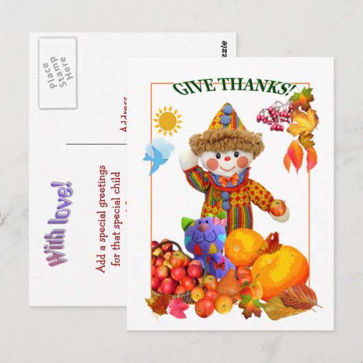 GEEF BEDANKT! ~ BRIEFKAART 4 KINDEREN (Voorkant / Achterkant)