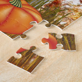 Geef Bedankt Cat Pumpkin Patch Thanksgiving Legpuzzel (Zijkant)