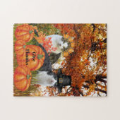 Geef Bedankt Cat Pumpkin Patch Thanksgiving Legpuzzel (Horizontaal)