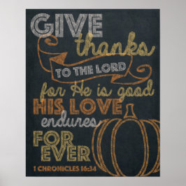 Geef Bedankt Chalkboard Art 16x20 Poster