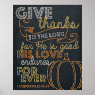 Geef Bedankt Chalkboard Art 16x20 Poster