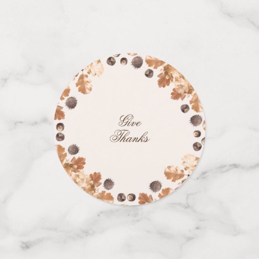 Geef Bedankt citaat bruine herfst leder Wreater Confetti (Kleine voorkant)