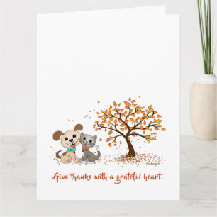 Geef Bedankt! Cute Thanksgiving Autumn Puppy Kat Kaart
