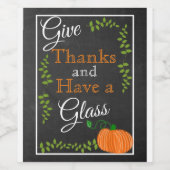 Geef Bedankt Deze Thanksgiving Wijn Etiket (Enkel label)