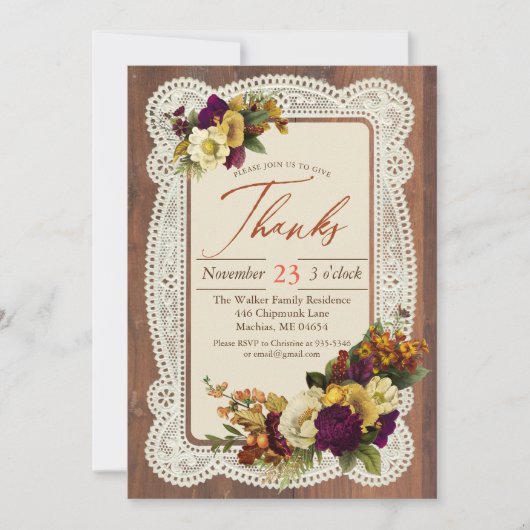  Geef Bedankt Diner Kaart (Voorkant)