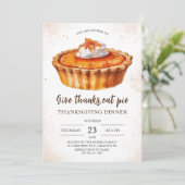 Geef Bedankt Eat Pie!Thanksgiving Dinner Party Kaart (Staand voorkant)