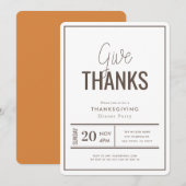 Geef Bedankt een minimalistisch Thanksgiving diner Kaart (Voorkant / Achterkant)