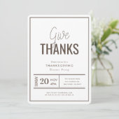 Geef Bedankt een minimalistisch Thanksgiving diner Kaart (Staand voorkant)