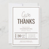 Geef Bedankt een minimalistisch Thanksgiving diner Kaart (Voorkant)