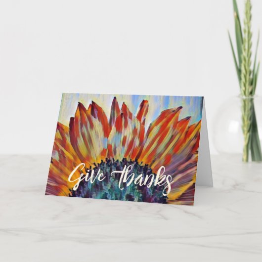 Geef Bedankt een mooie Thanksgiving voor zonnebloe Kaart (Voorkant)