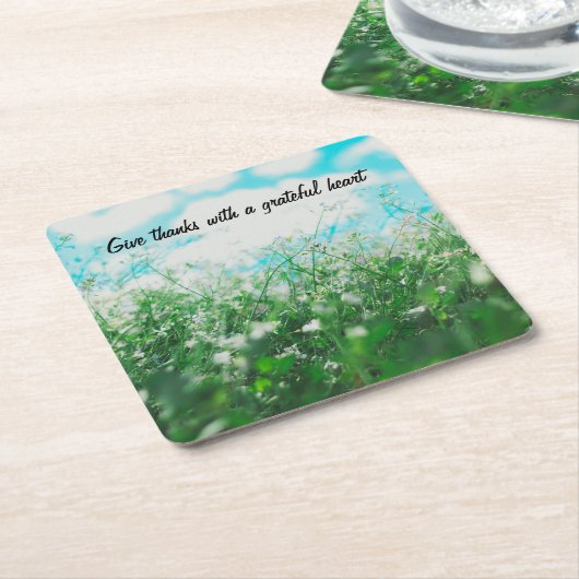 Geef bedankt een onderzetter met een dankbaar hart (Schuin)